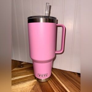 Yeti Pink Insulated Tumbler with Handle and Straw Lid